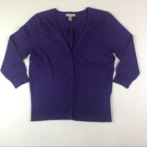 Roz & Ali Cardigan Size Small Purple Button Front.